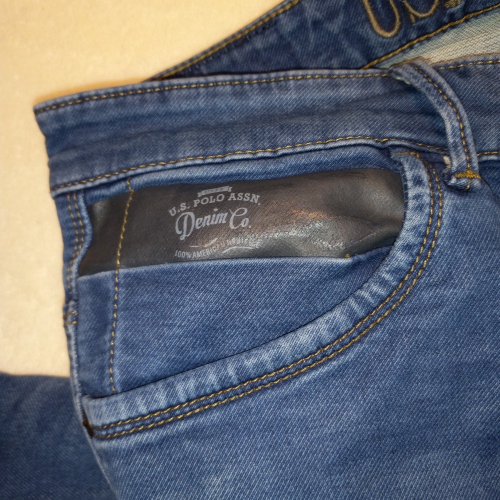 US Polo Assn Jeans Mens 38 X 33 Blue Denim Cotton Logo Straight Leg regallo